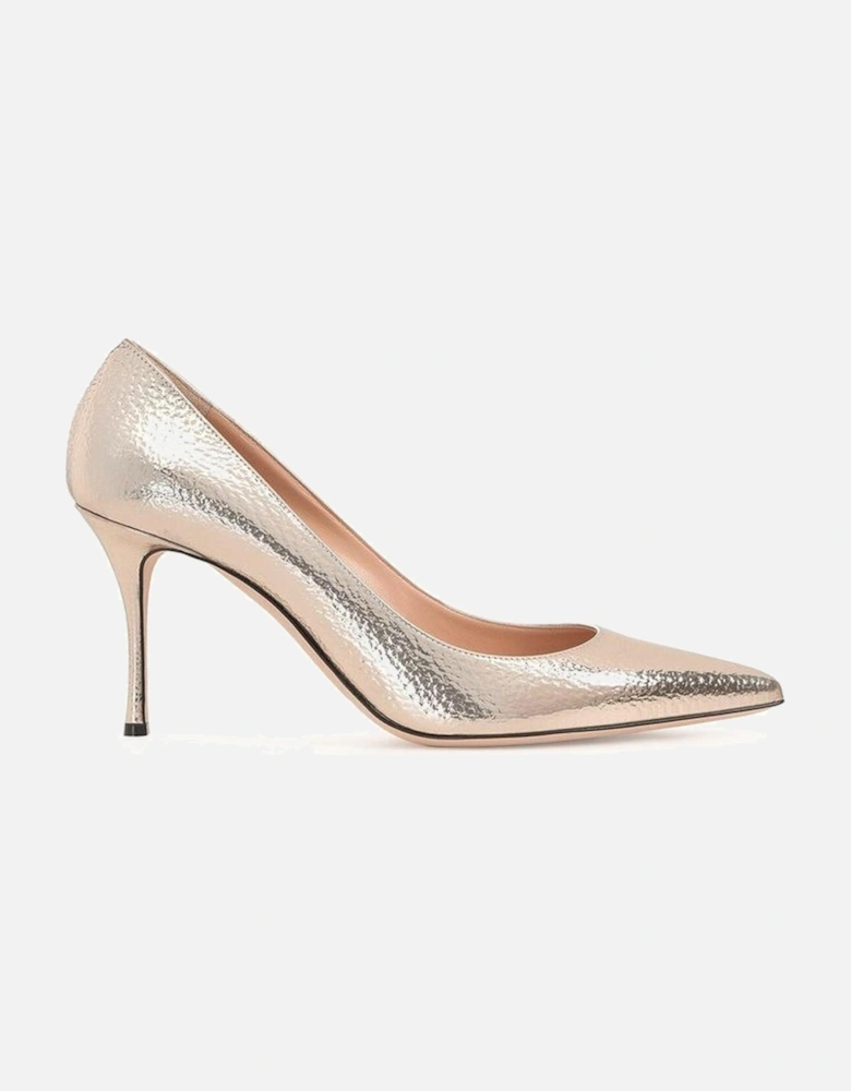 Pointed Toe Leather Heels with Mirror Effect Women - Rose Gold Pumps