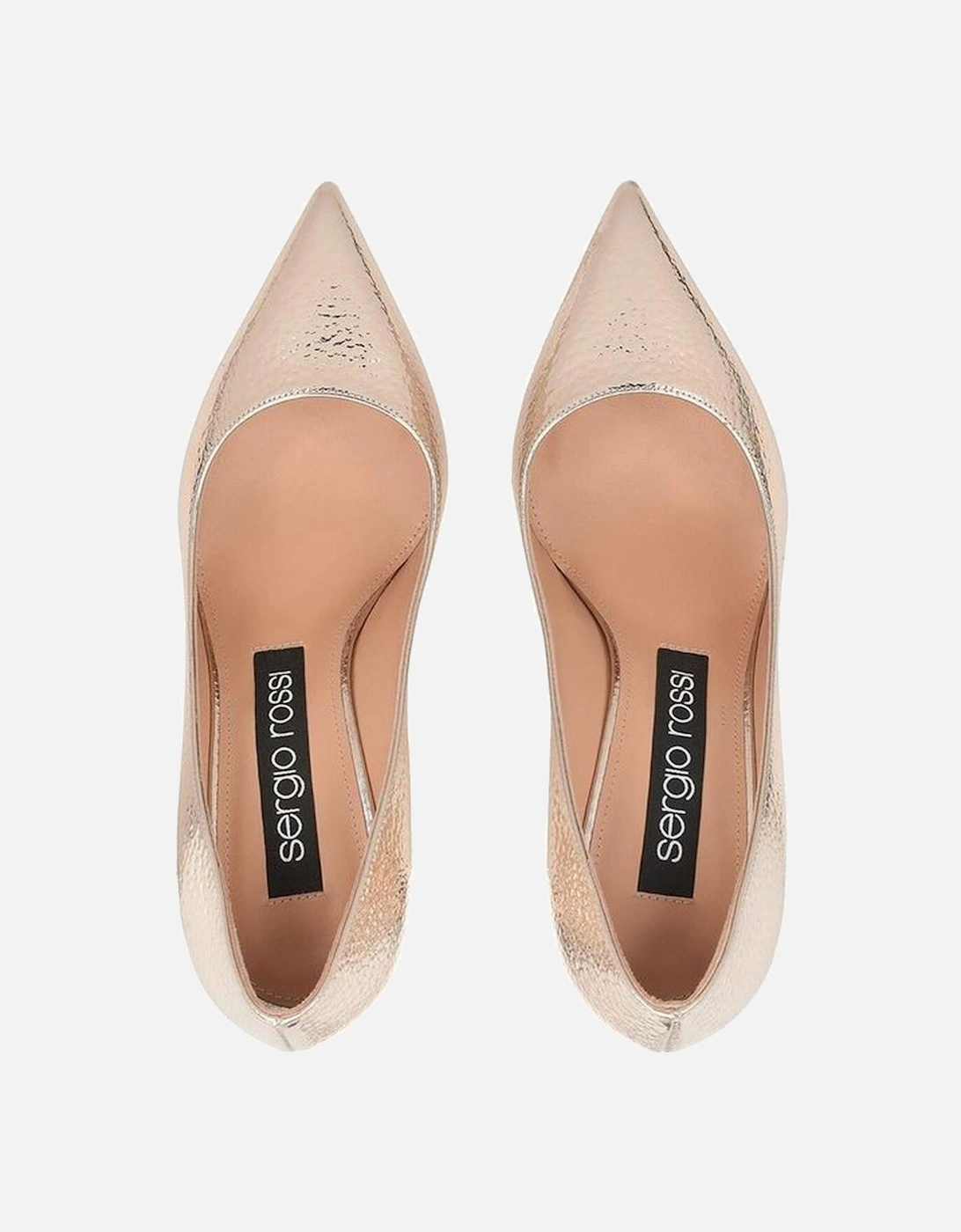 Pointed Toe Leather Heels with Mirror Effect Women - Rose Gold Pumps