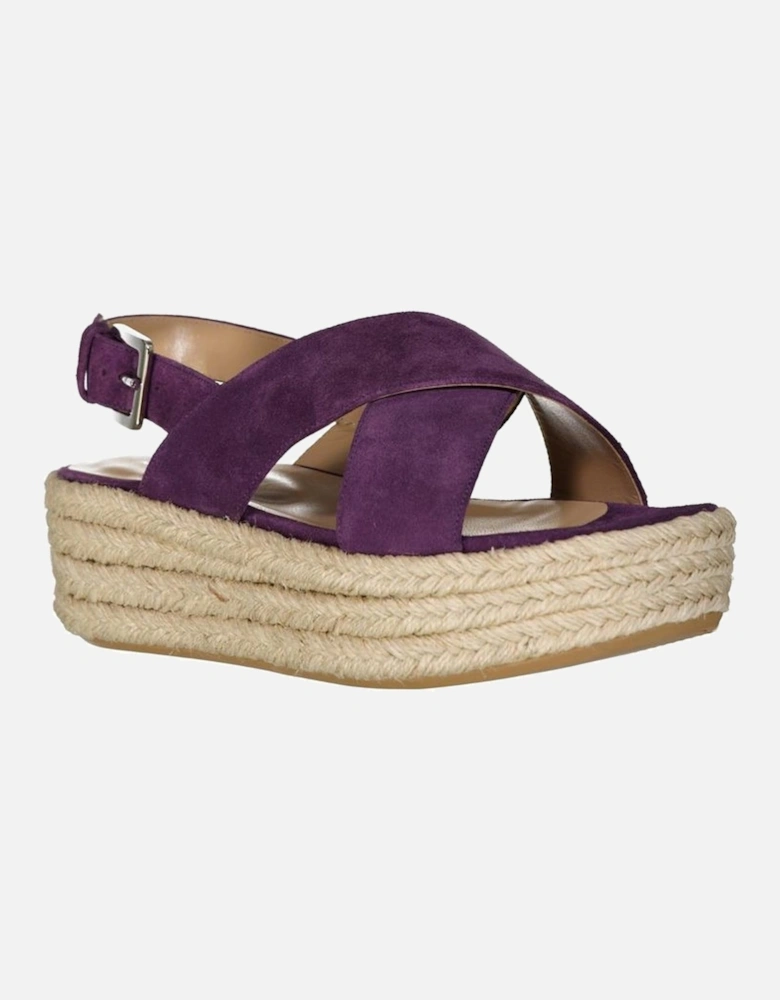 Calf Leather Platform Sandals with Adjustable Buckle Women - Purple