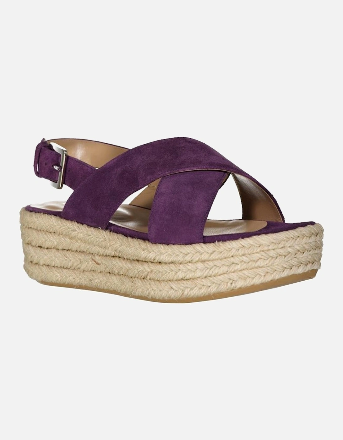Calf Leather Platform Sandals with Adjustable Buckle Women - Purple