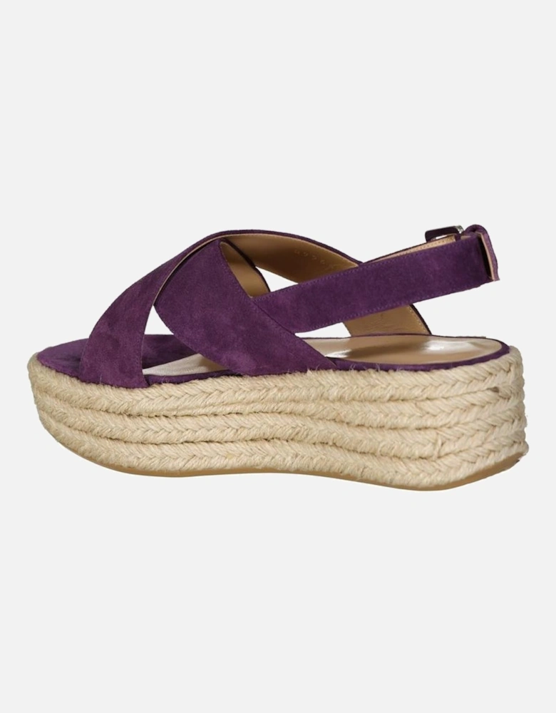 Calf Leather Platform Sandals with Adjustable Buckle Women - Purple