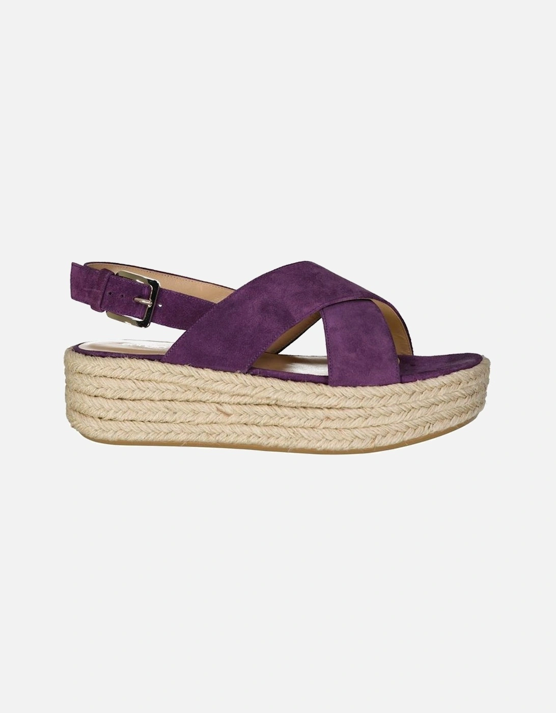 Calf Leather Platform Sandals with Adjustable Buckle Women - Purple, 5 of 4