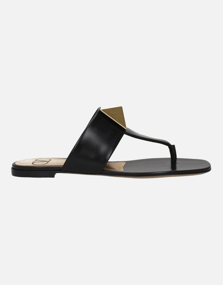 Calf Leather Open Toe Square Toe Sandals Women - Black