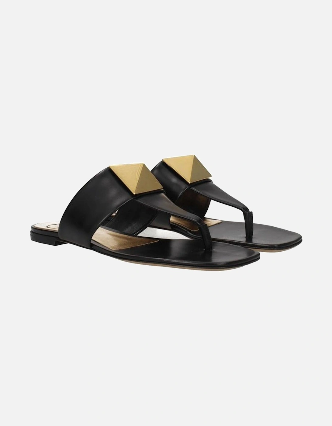 Calf Leather Open Toe Square Toe Sandals Women - Black