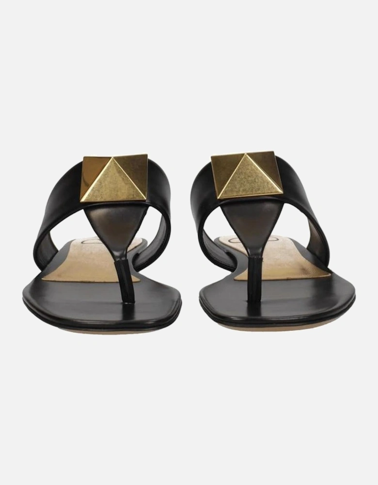 Calf Leather Open Toe Square Toe Sandals Women - Black