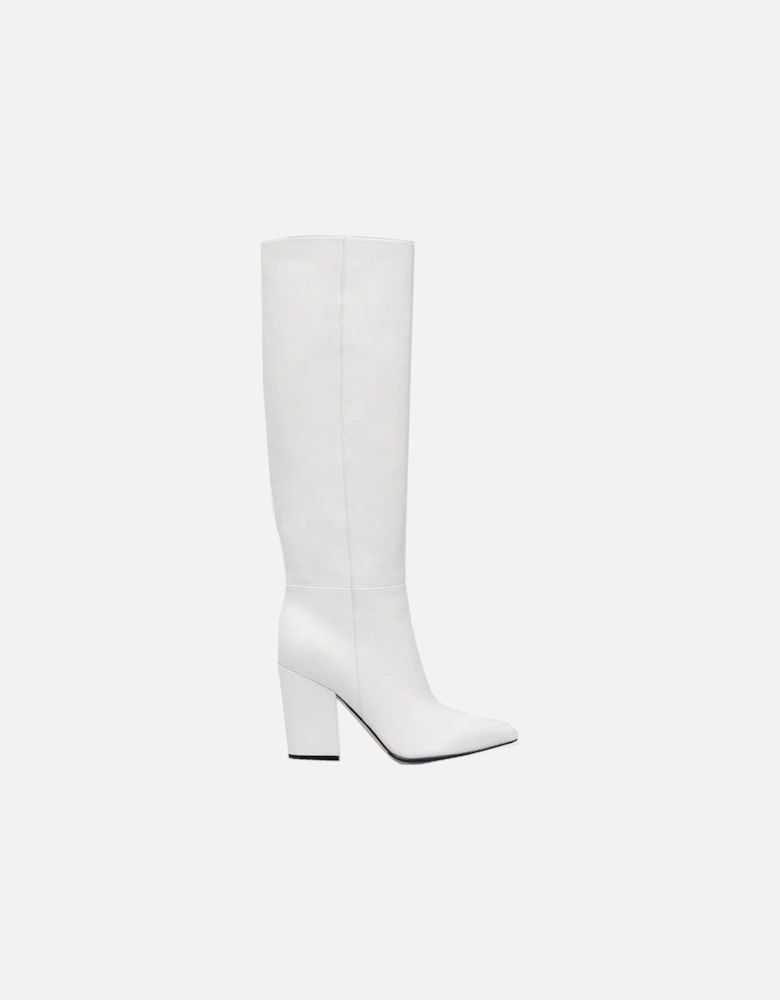 Pointed Toe Leather Ankle Boots Women - White
