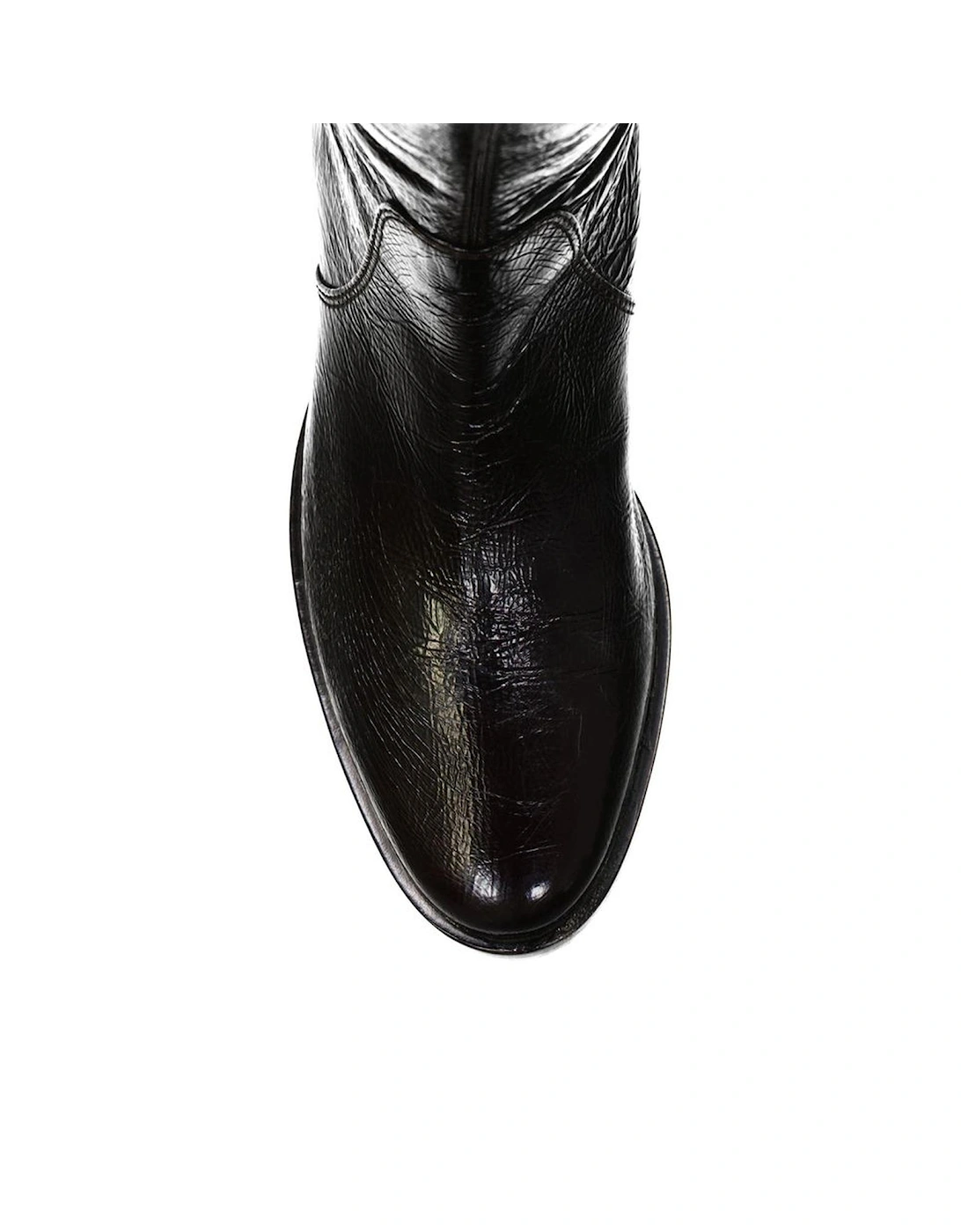 Patent Leather Round Toe Slip-On Shoes Women - Black Boots