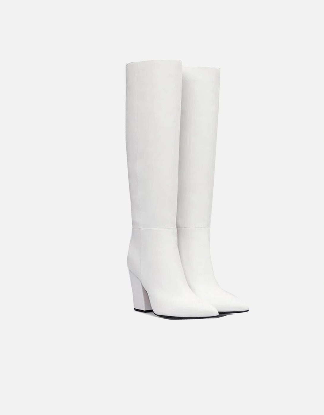 Pointed Toe Leather Ankle Boots Women - White