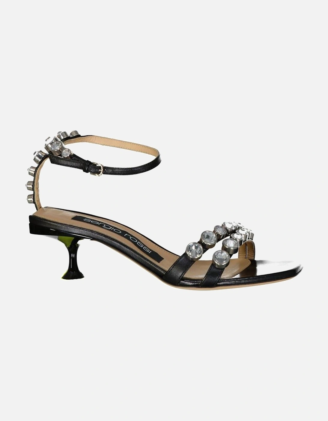Patent Leather Square Toe Crystal Heel Sandals Women - Black, 4 of 3