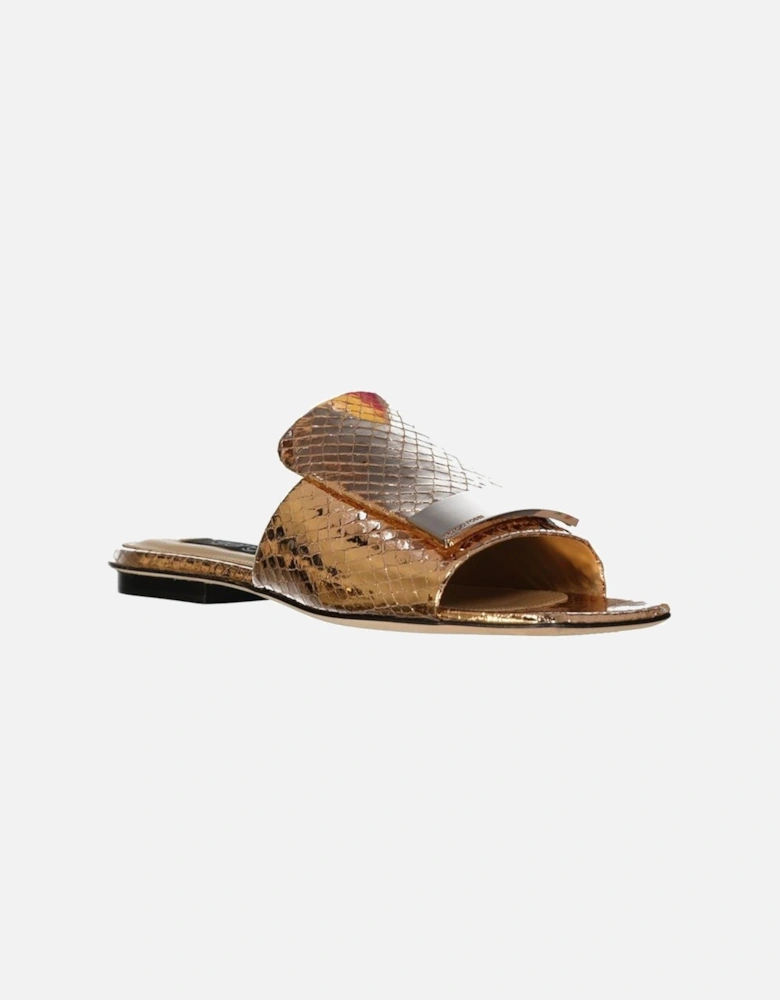 Open Toe Square Toe Leather Sandals Women - Rose Gold