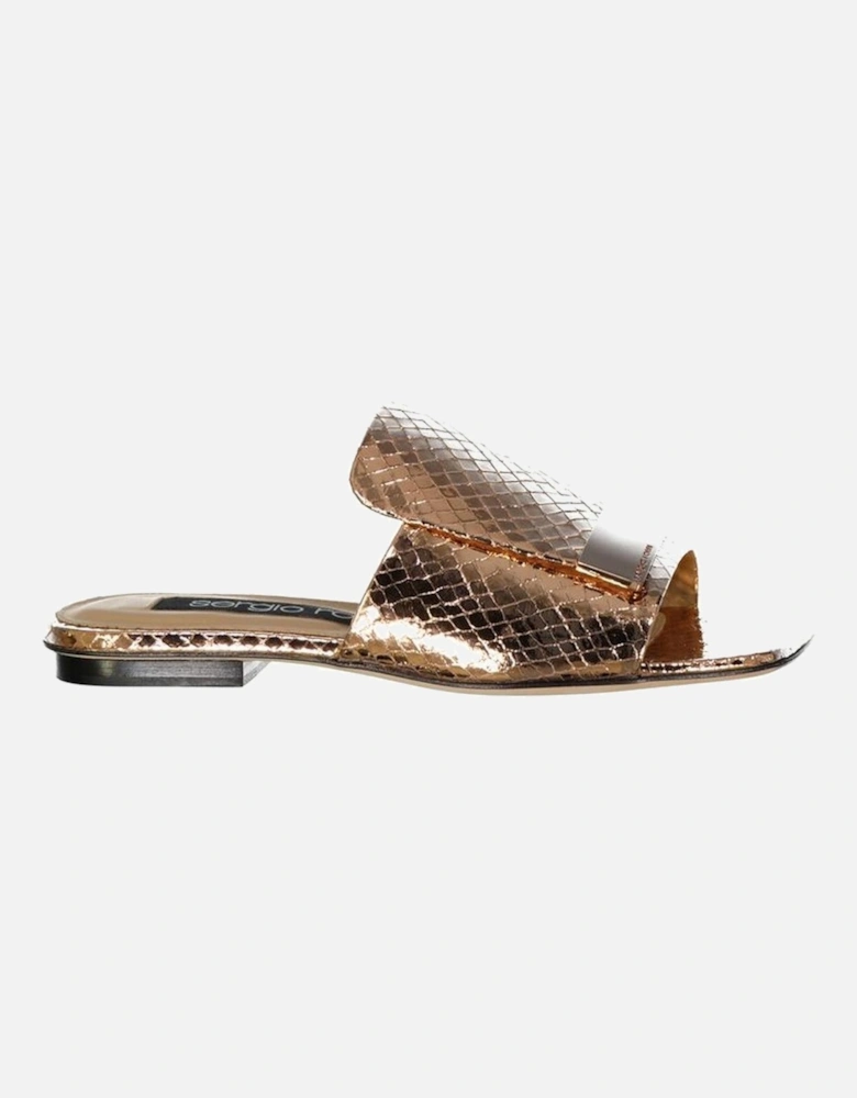 Open Toe Square Toe Leather Sandals Women - Rose Gold