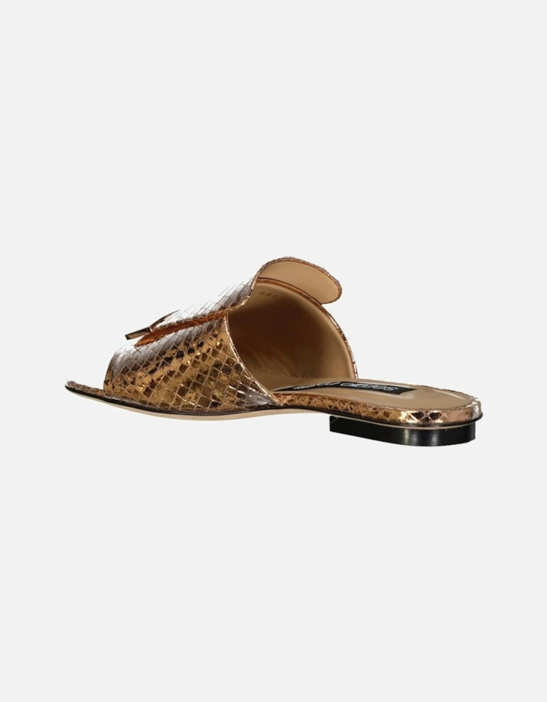 Open Toe Square Toe Leather Sandals Women - Rose Gold