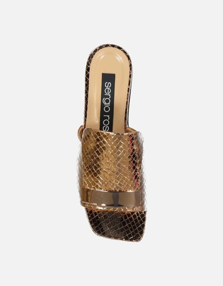 Open Toe Square Toe Leather Sandals Women - Rose Gold