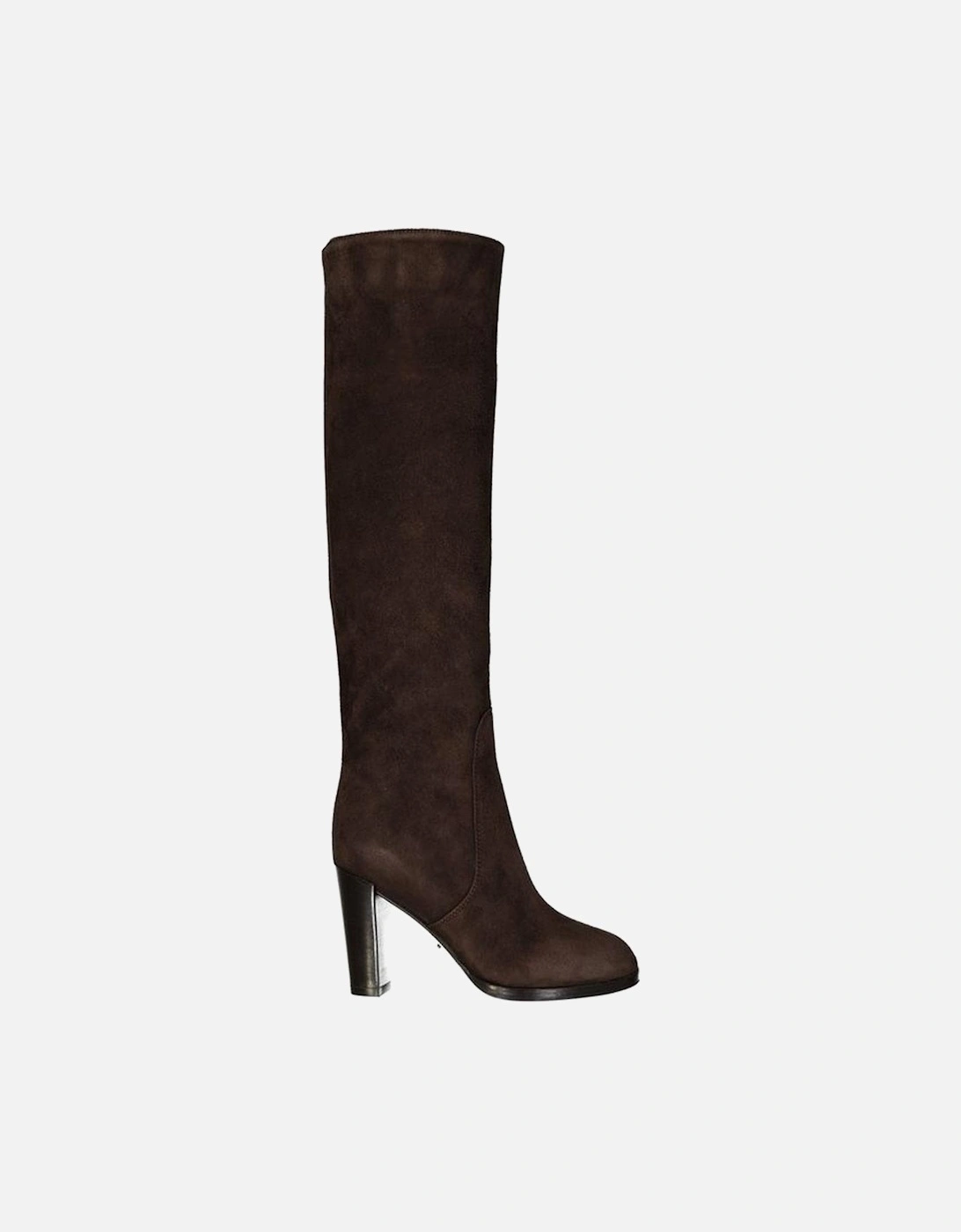 Suede Effect Slip-On Leather Heeled Mules Women - Brown Boots, 5 of 4