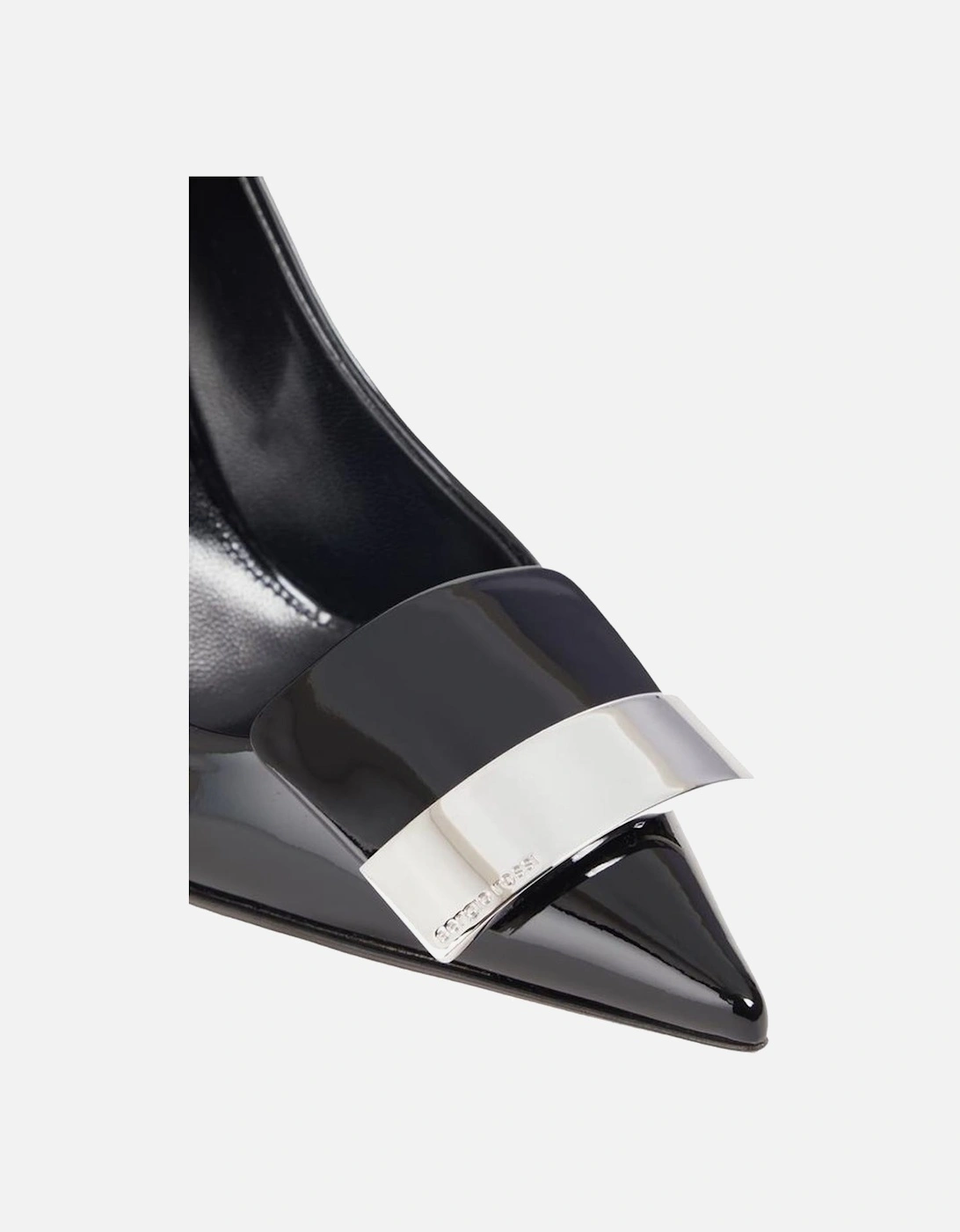Pointed Toe Leather Patent Effect Heels Women - Black Pumps