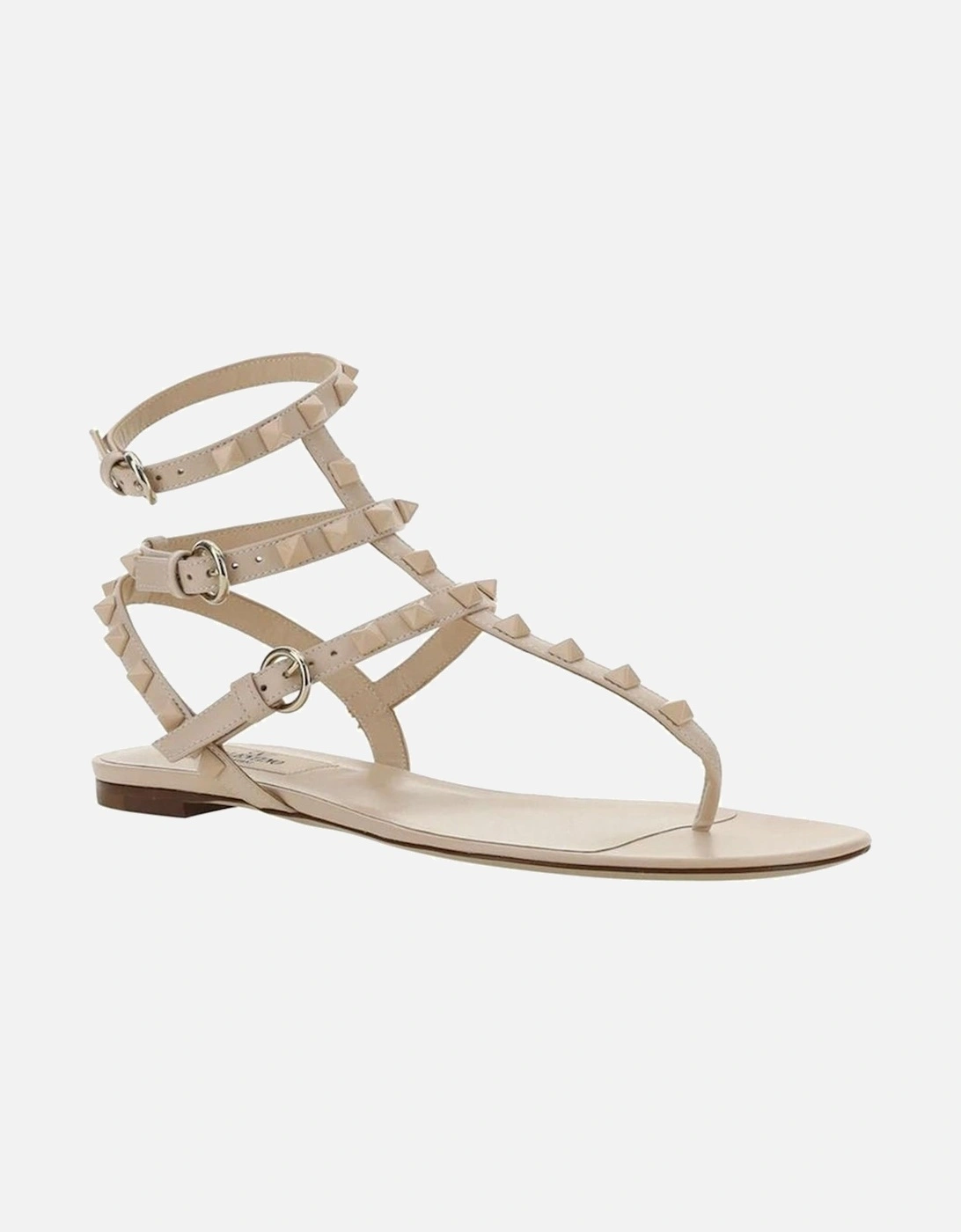 Calf Leather Ankle Buckle Sandals with Studs Women - Multicolor
