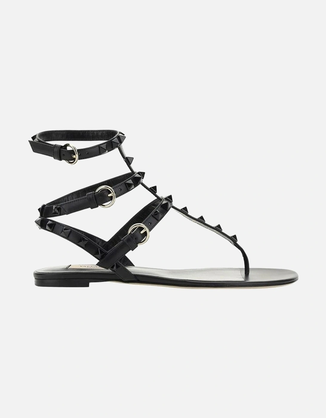 Calf Leather Ankle Boots with Studded Detail Women - Black Sandals, 4 of 3