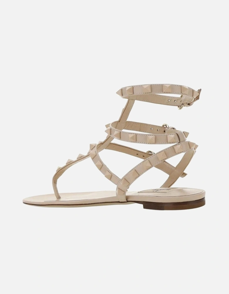 Calf Leather Ankle Buckle Sandals with Studs Women - Multicolor