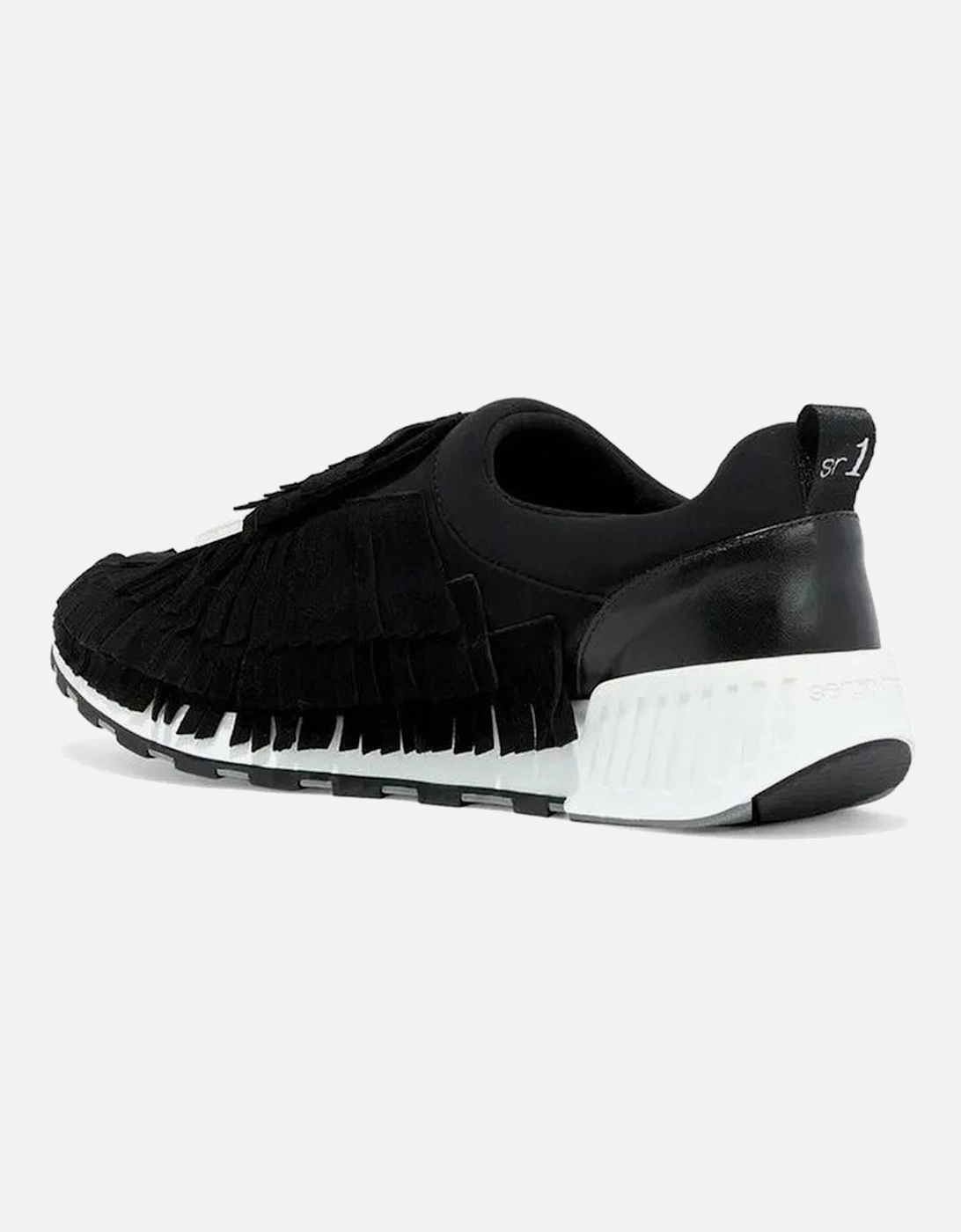 Suede Fringe Slip-On Loafers with Metal Hardware Women - Black