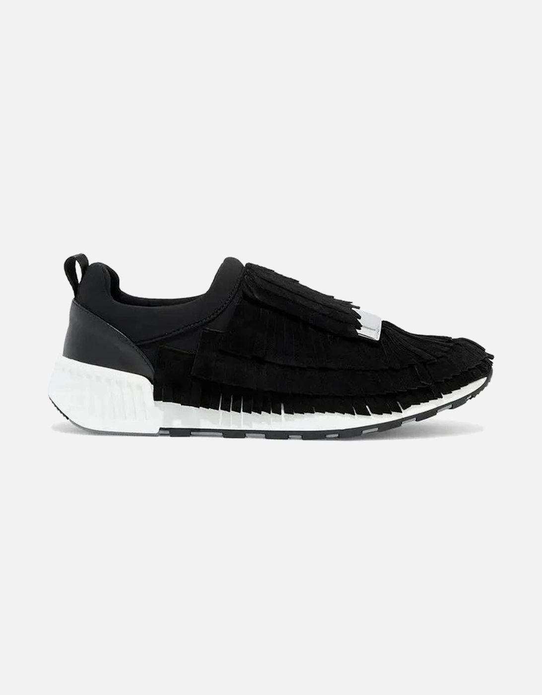 Suede Fringe Slip-On Loafers with Metal Hardware Women - Black, 5 of 4