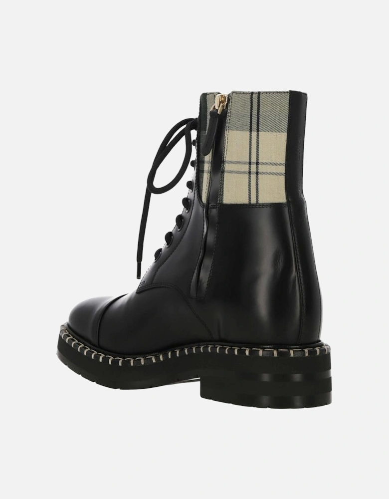 Lace-Up Round Toe Sneakers with Side Zip Women - Black Boots