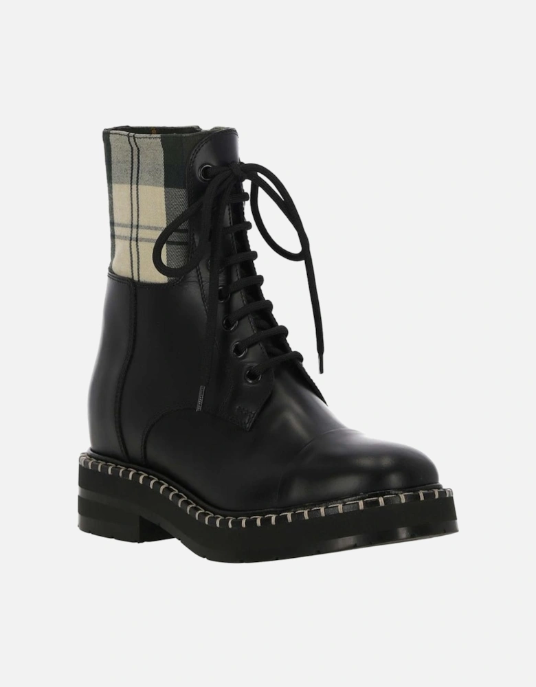 Lace-Up Round Toe Sneakers with Side Zip Women - Black Boots