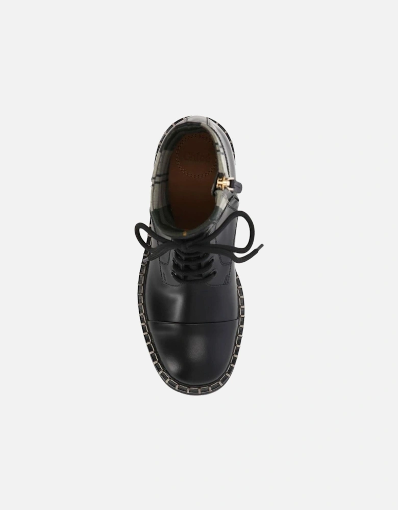 Lace-Up Round Toe Sneakers with Side Zip Women - Black Boots