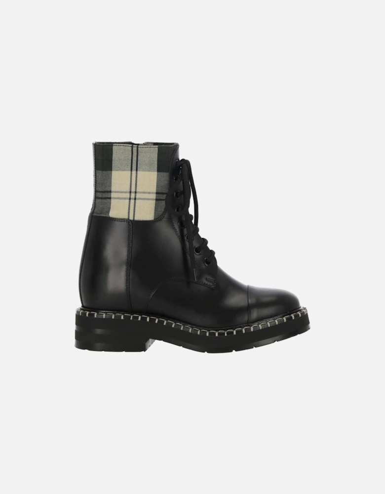 Lace-Up Round Toe Sneakers with Side Zip Women - Black Boots
