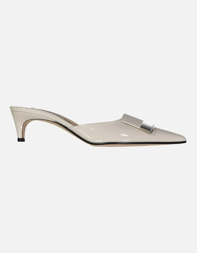Patent Leather Pointed Toe Slip-On Heels Women - Beige Shoes