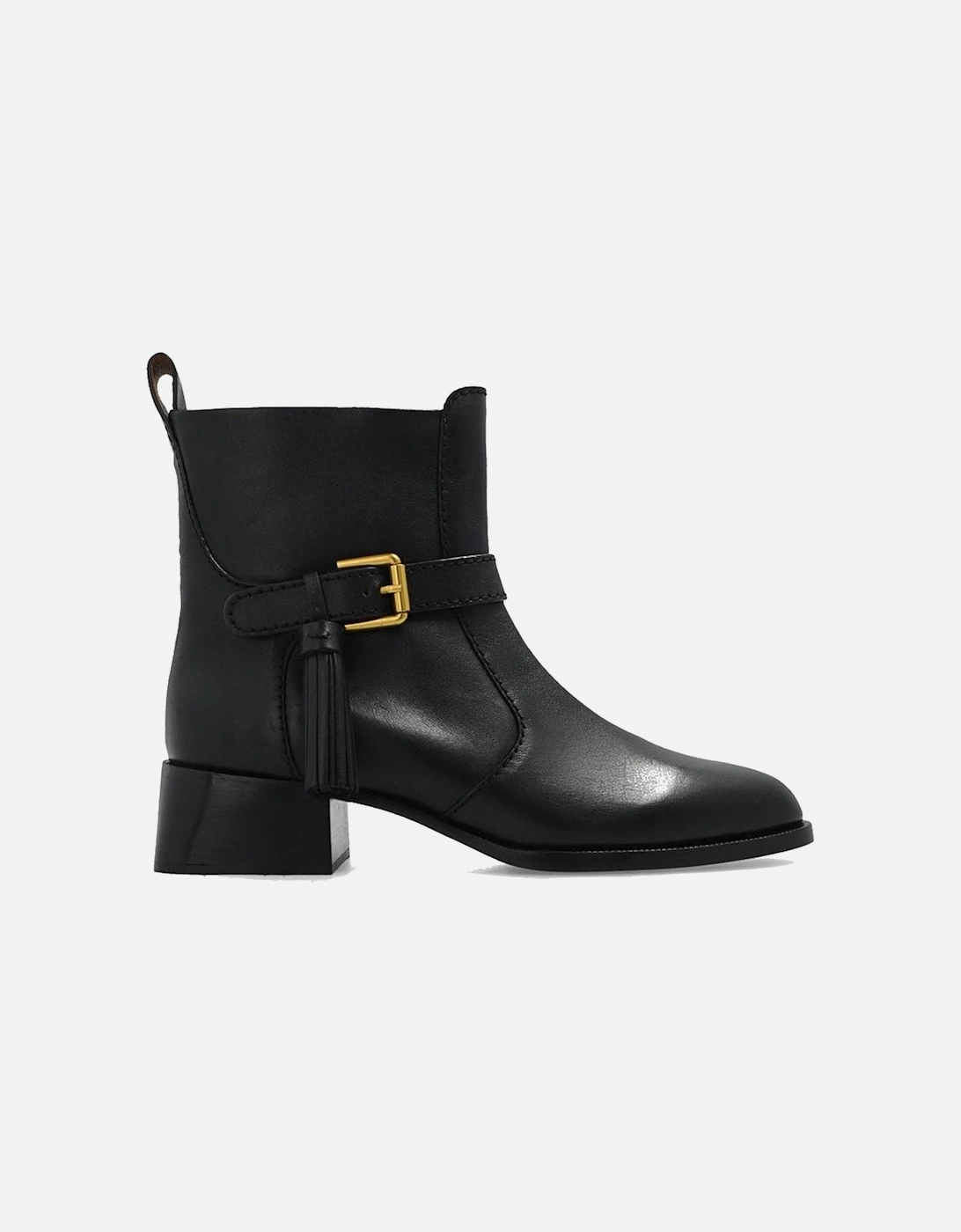 Calf Leather Ankle Strap Boots Women - Black, 5 of 4