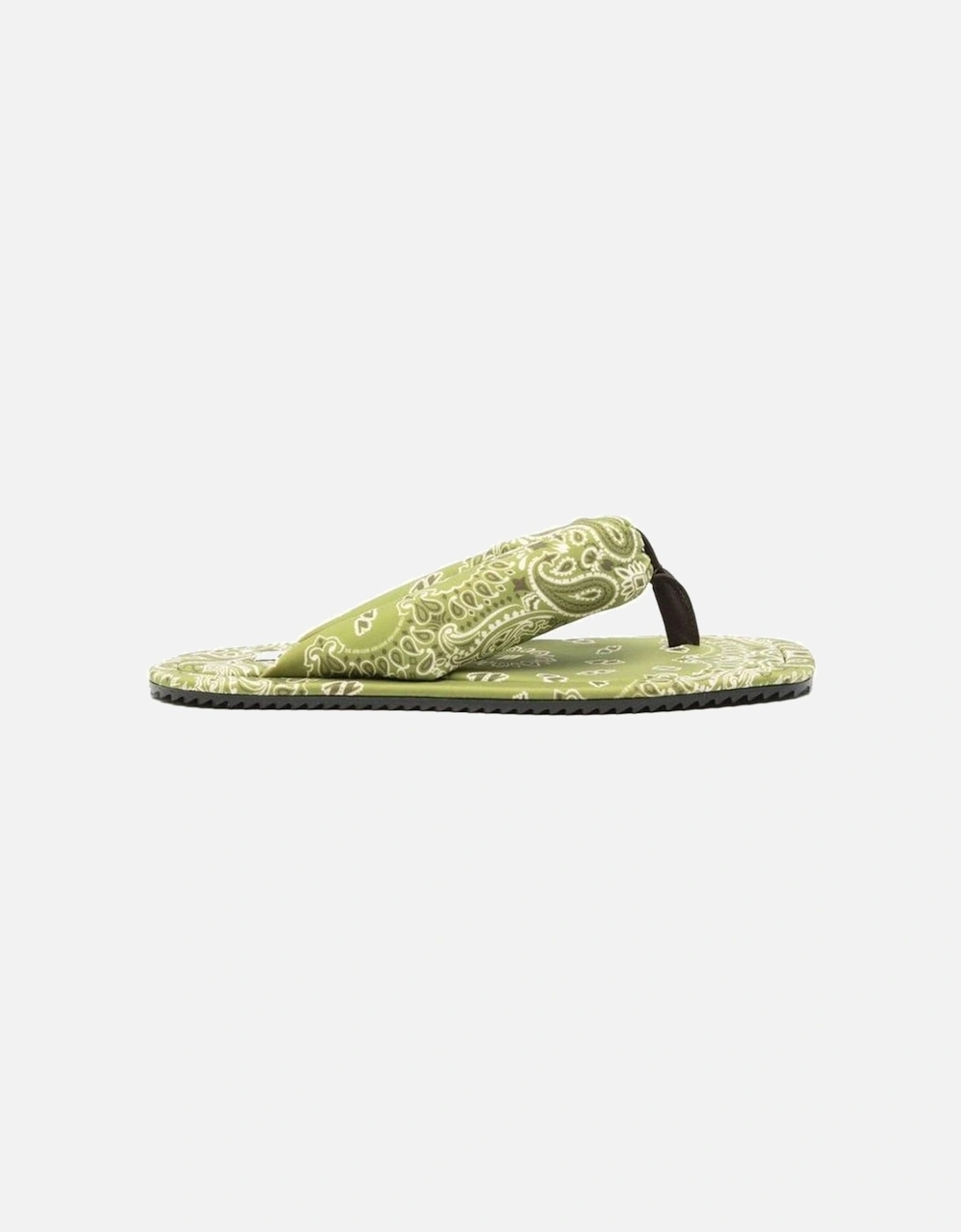 Square Toe Thong Strap Bandana Lycra Sandals Women - Green Shoes, 5 of 4