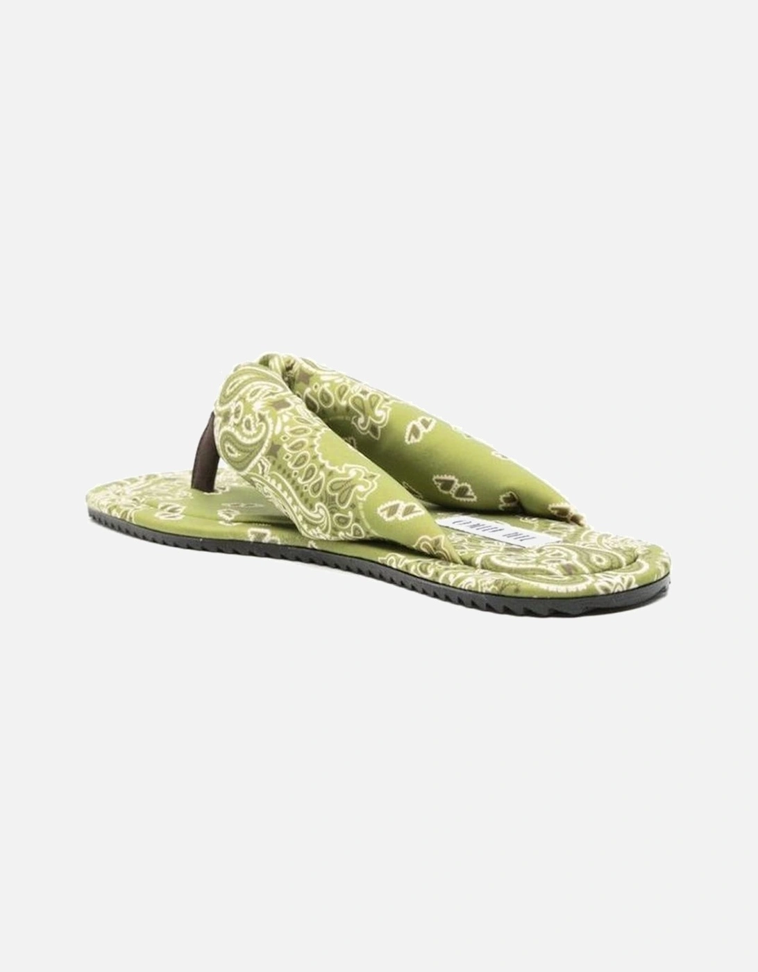 Square Toe Thong Strap Bandana Lycra Sandals Women - Green Shoes