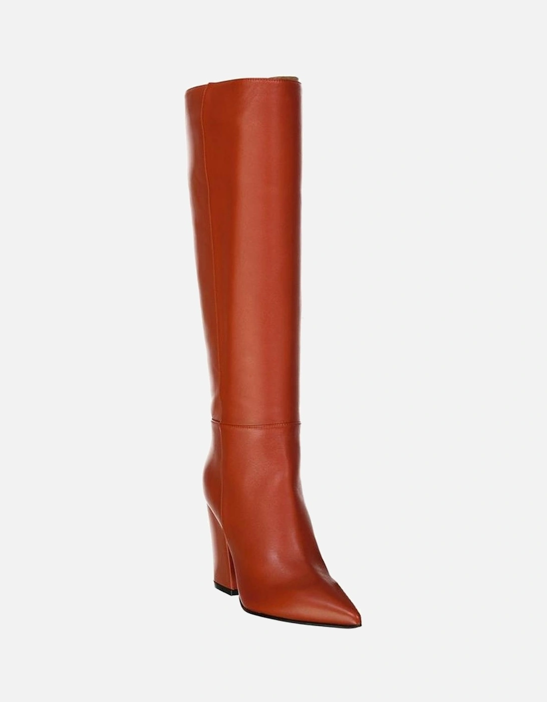 Pointed Toe Leather Boots with Zip Fastening Women - Orange