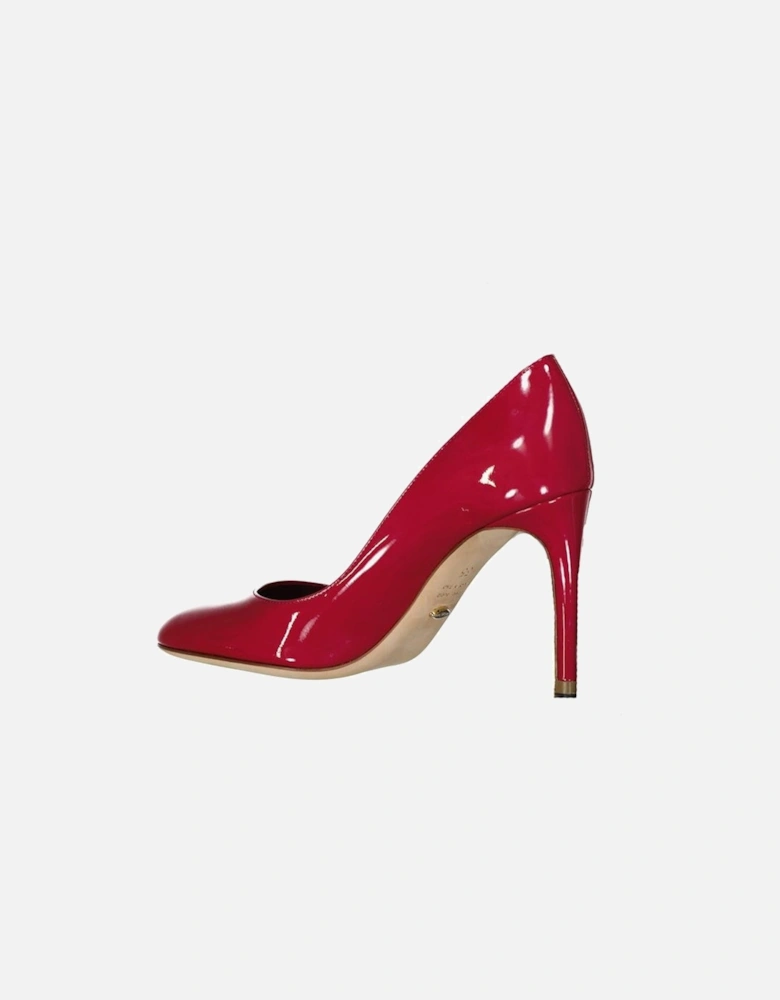 Patent Leather Slip-On Heels with Round Toe Women - Red Pumps