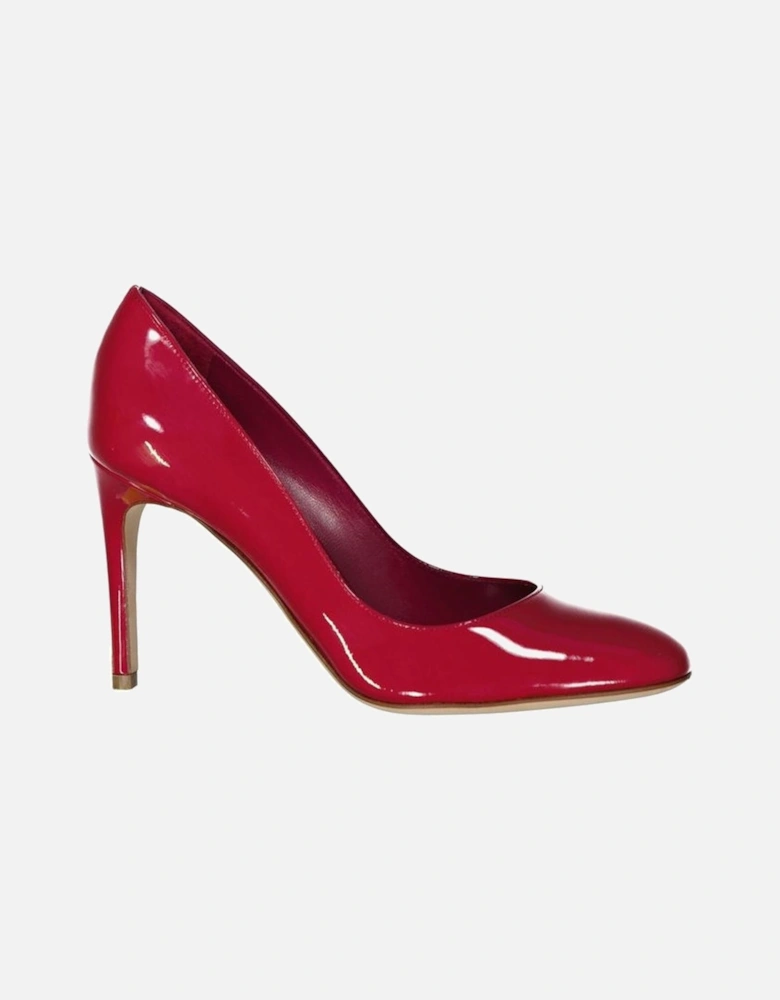 Patent Leather Slip-On Heels with Round Toe Women - Red Pumps