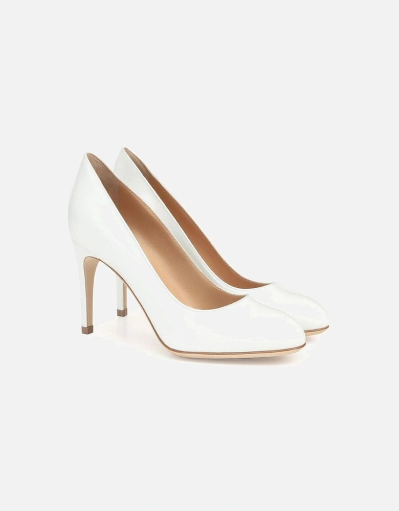 Patent Leather Slip-On Heels Women - White Pumps