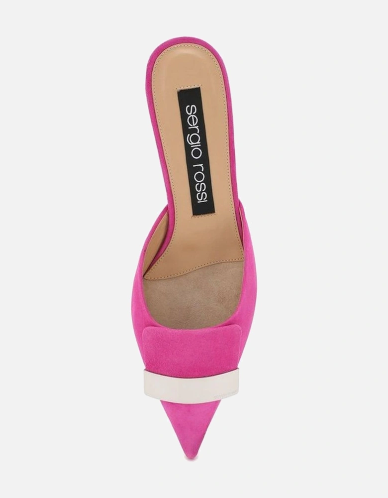 Pointed Toe Suede Effect Leather Mules Women - Multicolor Shoes
