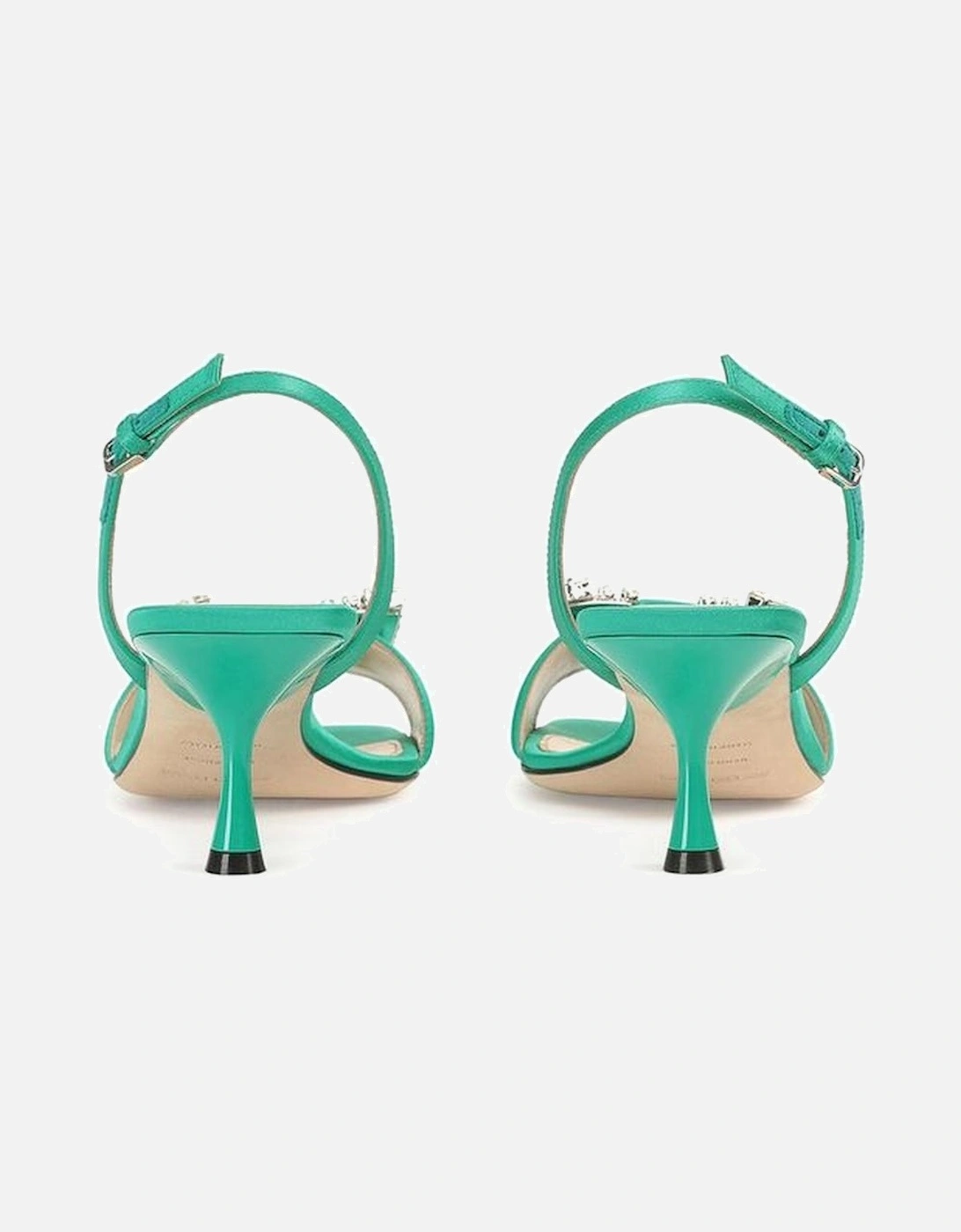 Silk Heel Sandals with Crystal Detail Women - Green