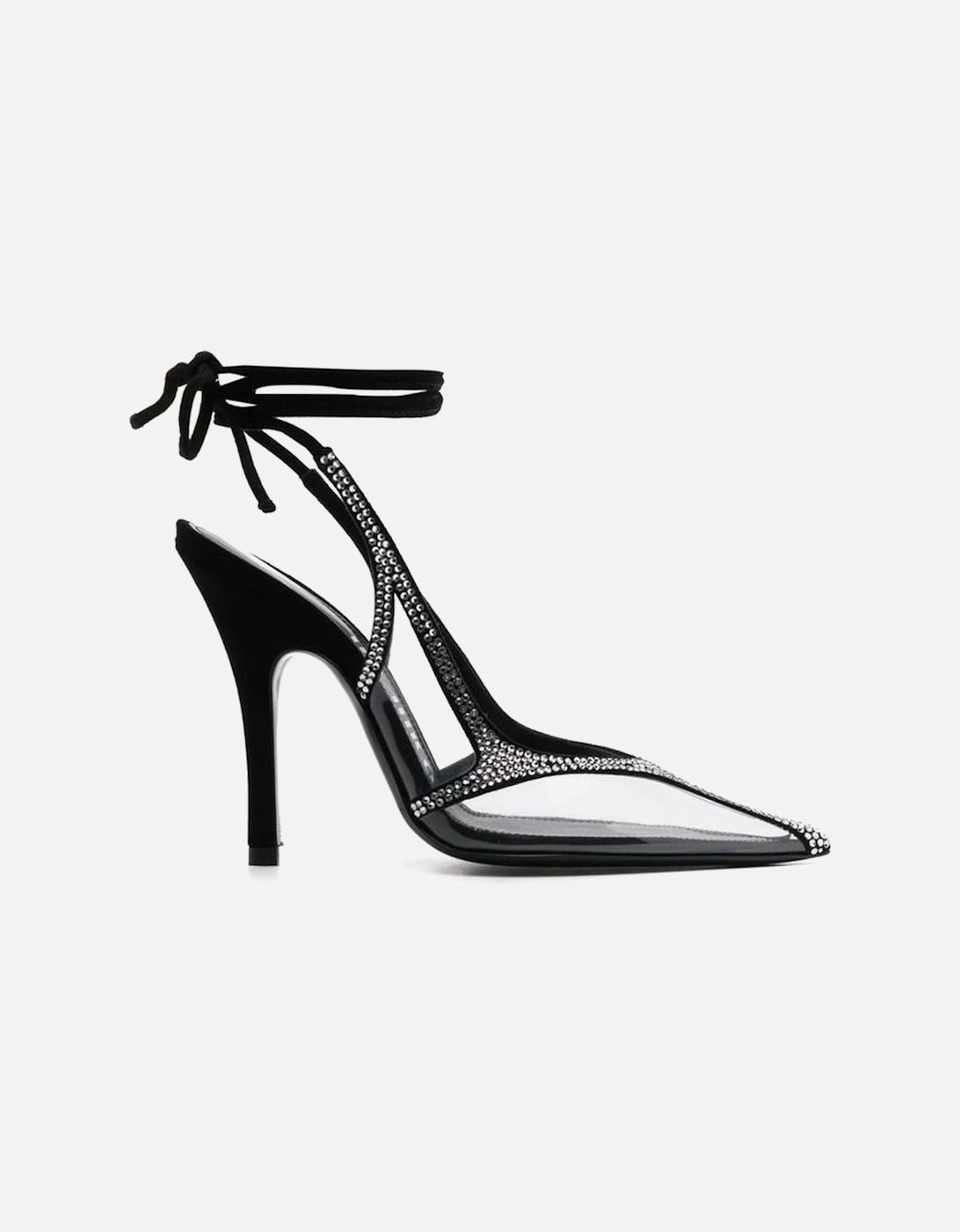 Pointed Toe Heels with Rhinestone Detailing Women - Black Pumps, 5 of 4