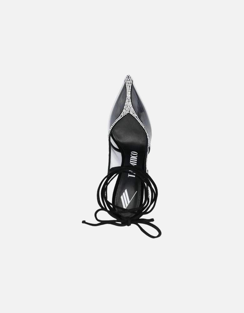 Pointed Toe Heels with Rhinestone Detailing Women - Black Pumps