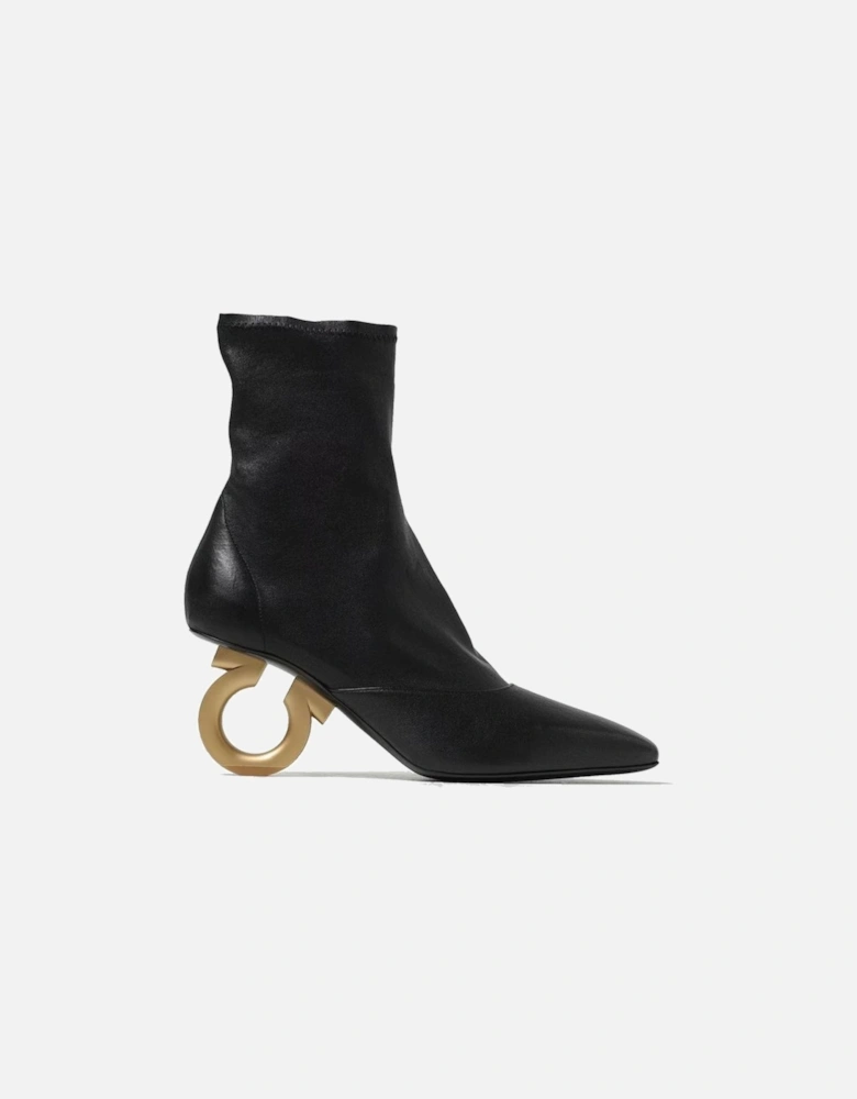 Leather Square Toe Slip-On Sock Boots Women - Black