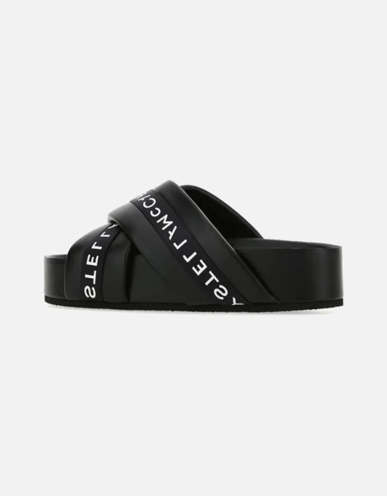 Contrast Logo Open Toe Sandals Women - Black