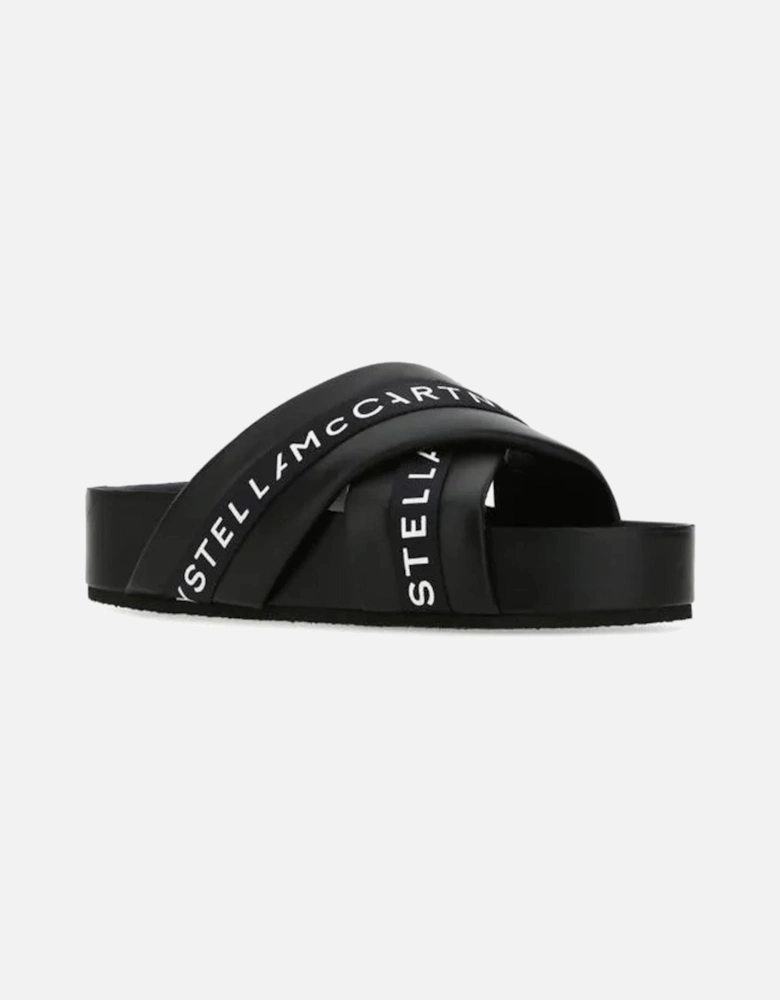 Contrast Logo Open Toe Sandals Women - Black