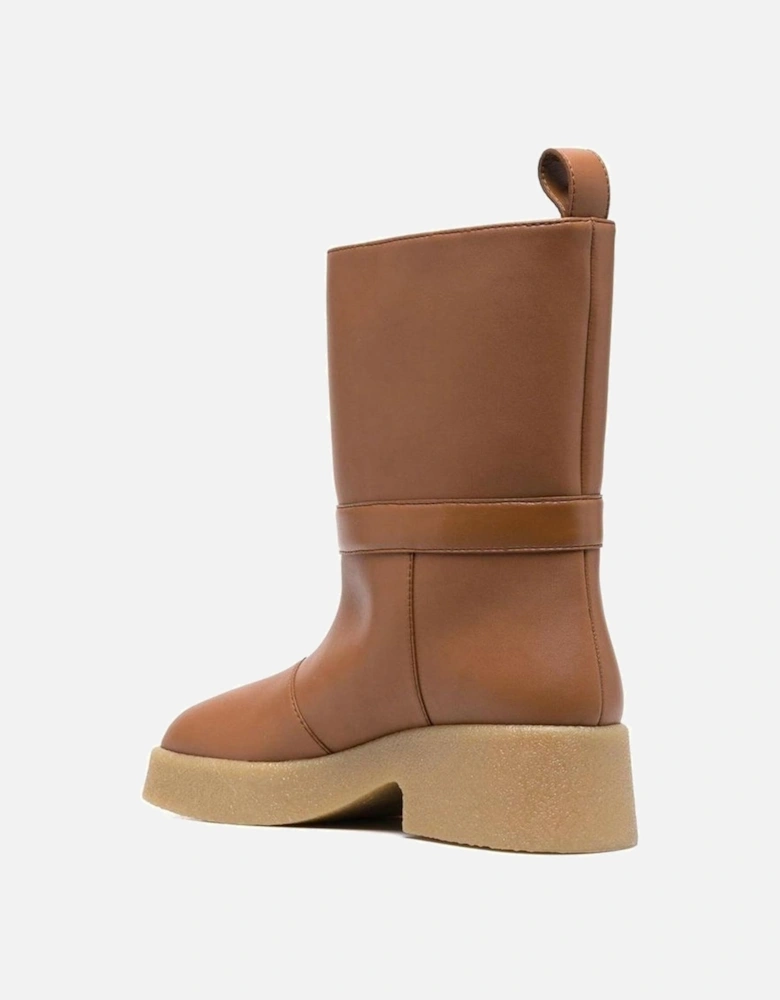 Rubber Sole Boots with Relief Logo Detail Women - Brown