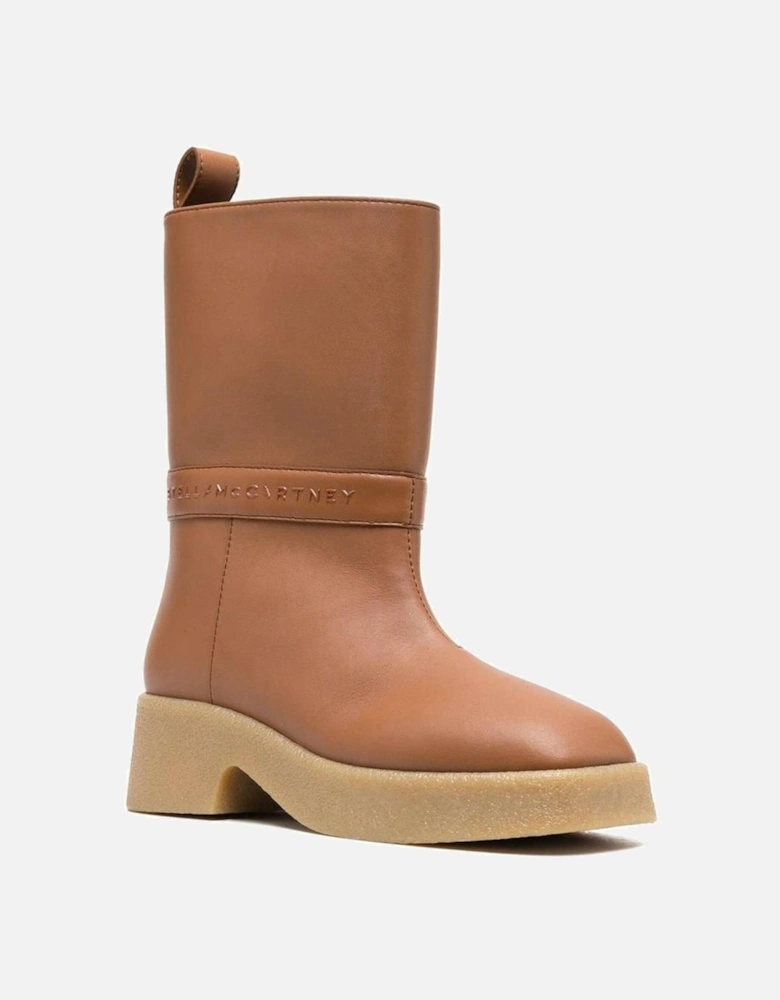 Rubber Sole Boots with Relief Logo Detail Women - Brown