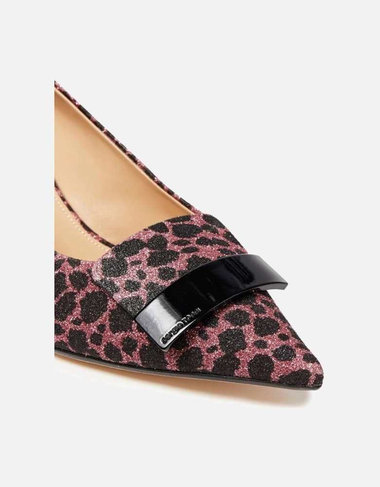 Pointed Toe Slip-On Heels with Metal Logo Women - Multicolor Pumps
