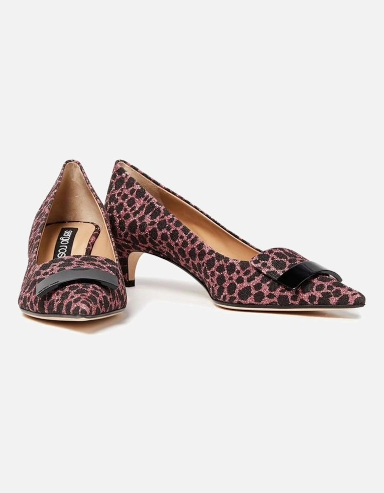 Pointed Toe Slip-On Heels with Metal Logo Women - Multicolor Pumps