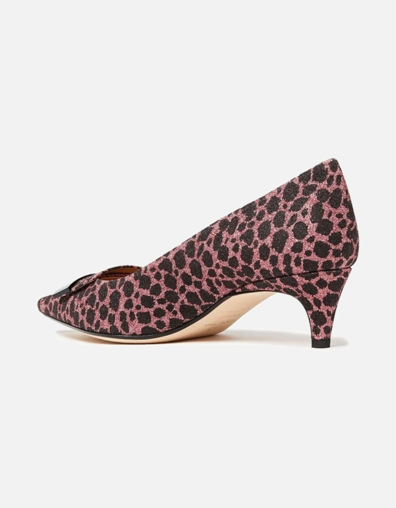 Pointed Toe Slip-On Heels with Metal Logo Women - Multicolor Pumps