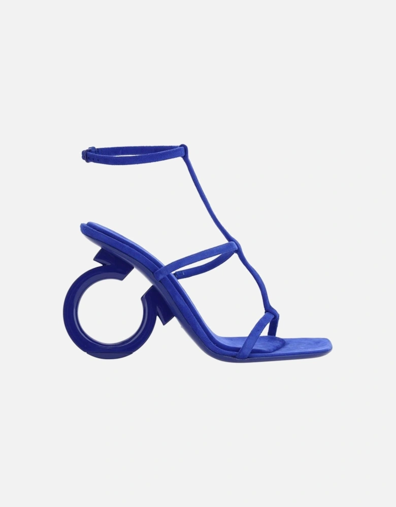 Calf Leather Ankle Strap Heeled Sandals Women - Blue