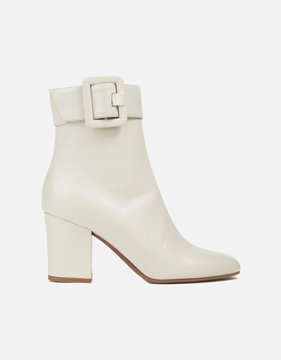 Lamb Leather Round Toe Boots with Side Zip Women - White, 4 of 3